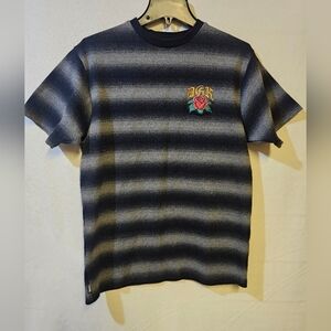 DGK Men's Black and Gray Striped Tee